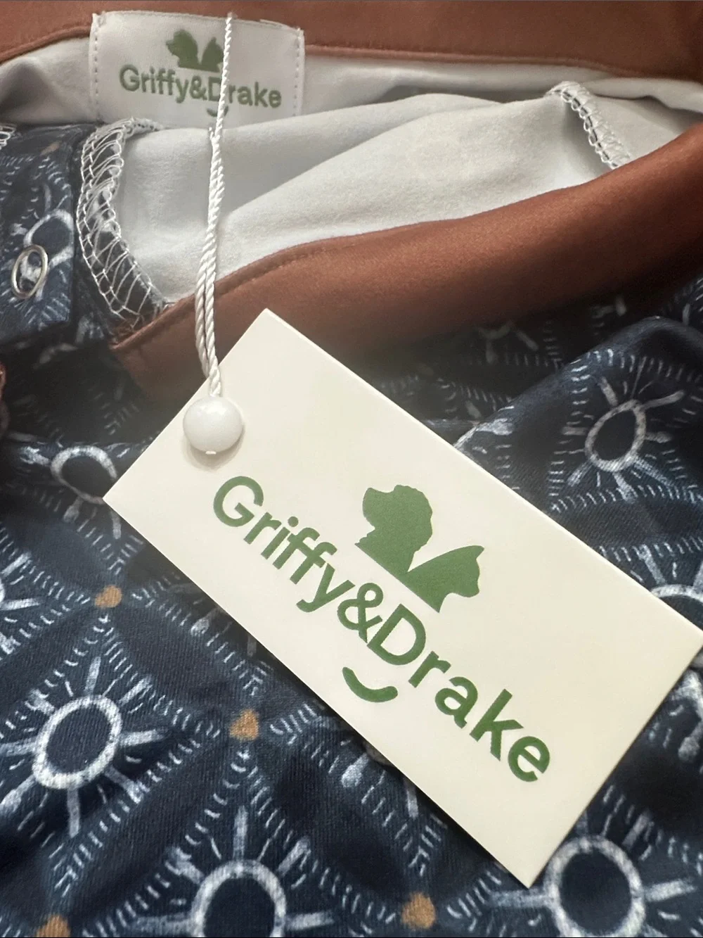 Griffy & Drake Navy Geometric Collared Dog Shirt 2XL